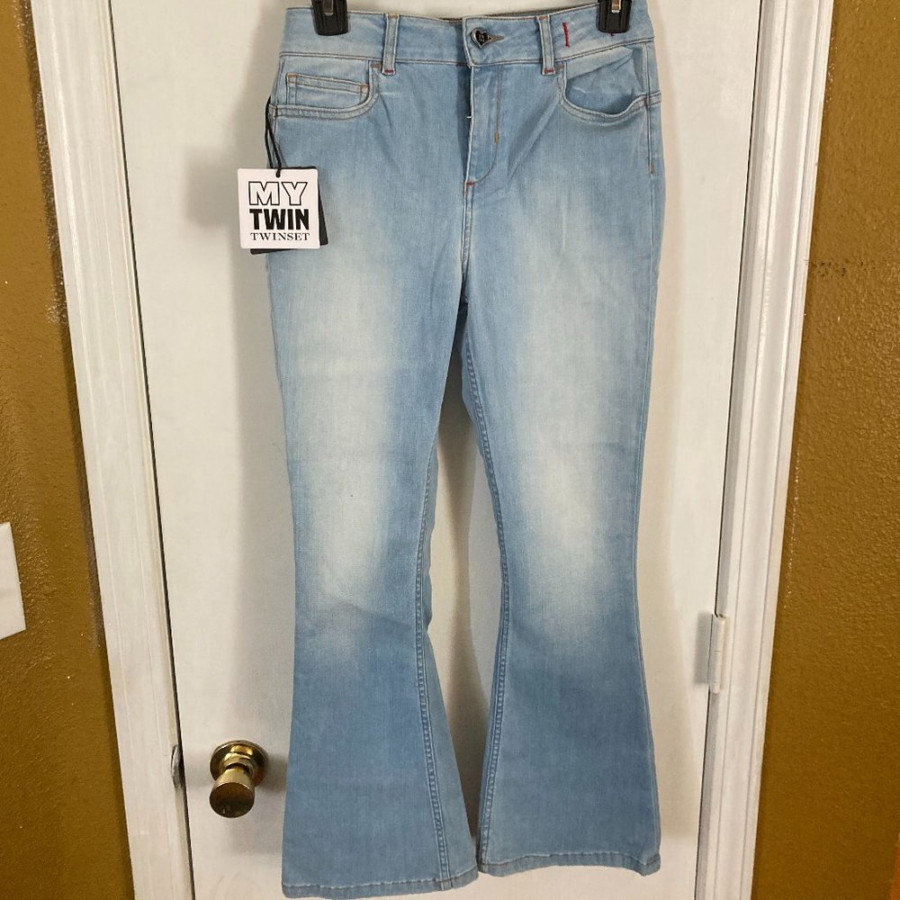 Twin Set MY TWIN women's size 27 light wash high waist super stretch flare jeans